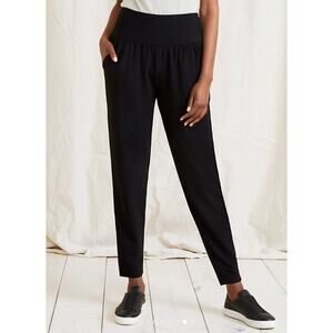 Garnet Hill NEW Perfect Travel Pants Black Pull On High Rise Ankle Length Size L